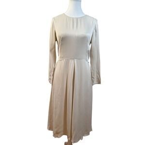 Ann Taylor Ivory Rayon Midi Dress 1940s Long Sleeve Size 0‎ NWT civil ceremony